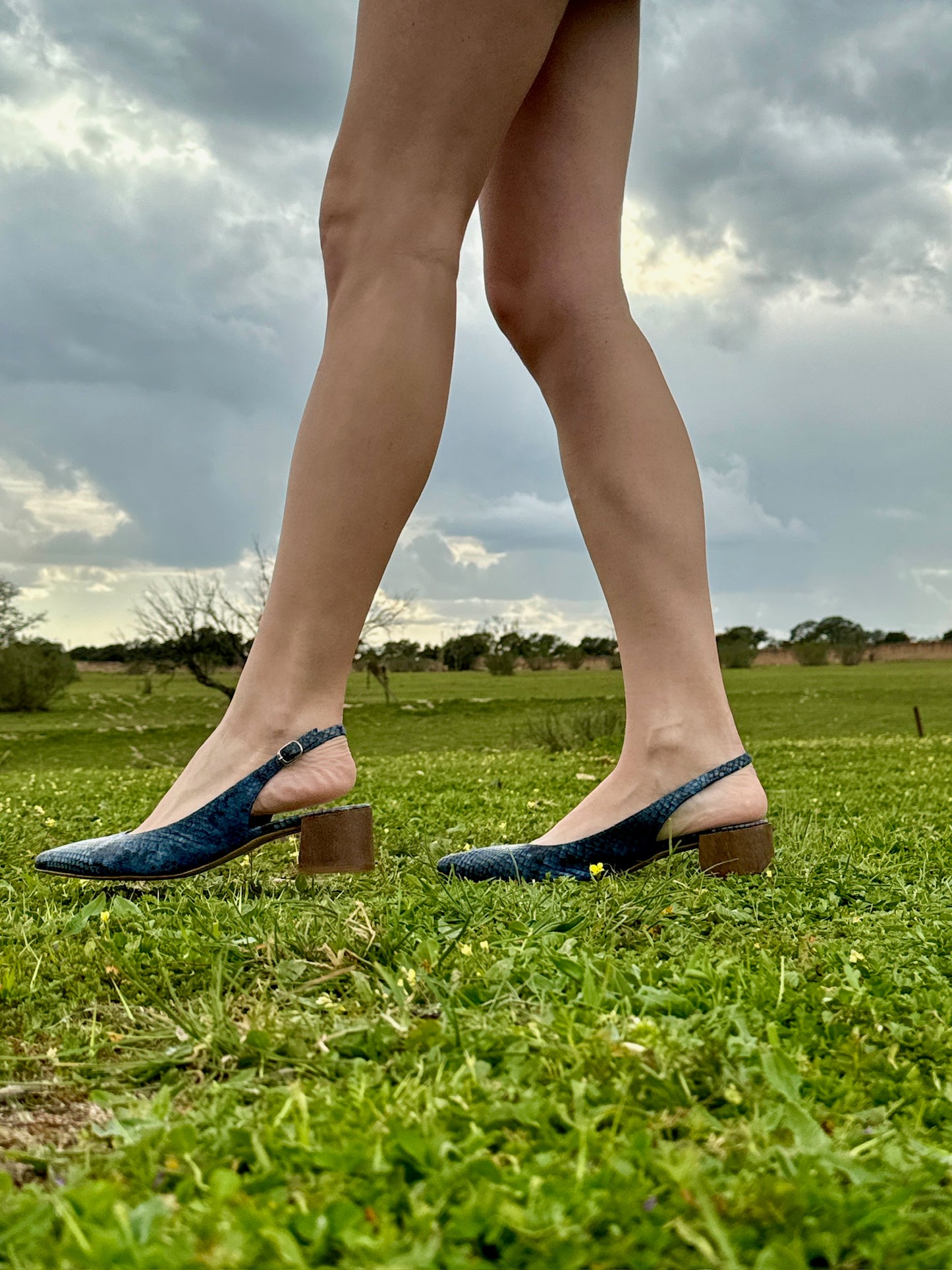 Zapato de salón azul de @gloriaortiz