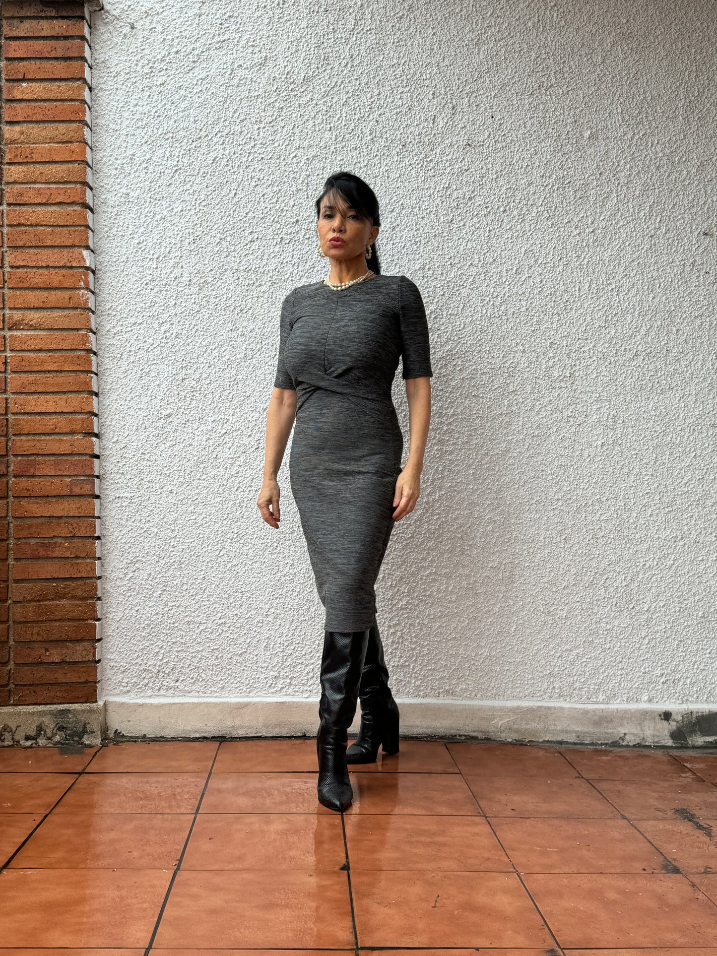 Vestido midi gris