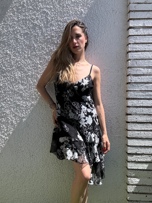 Vestido negro estampado